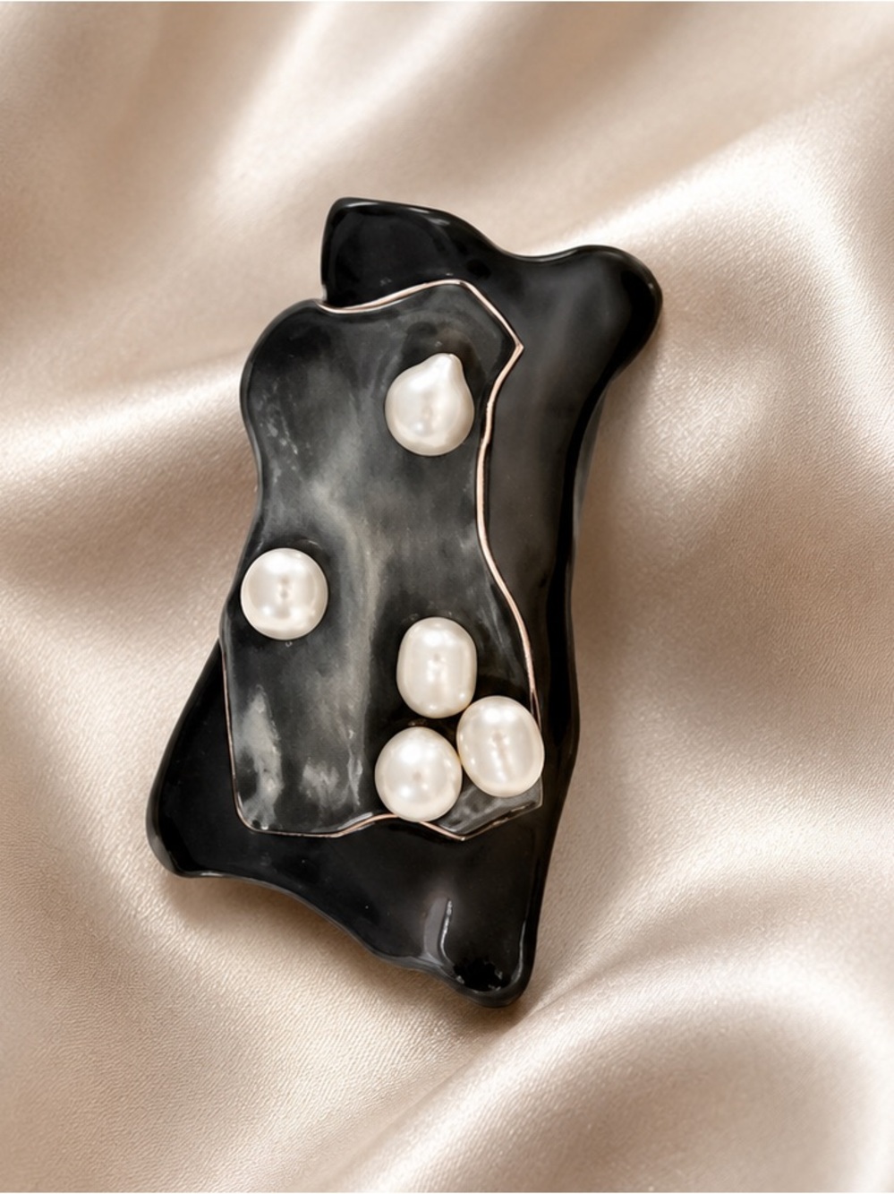 Abstract Sculptural Pearl Brooch